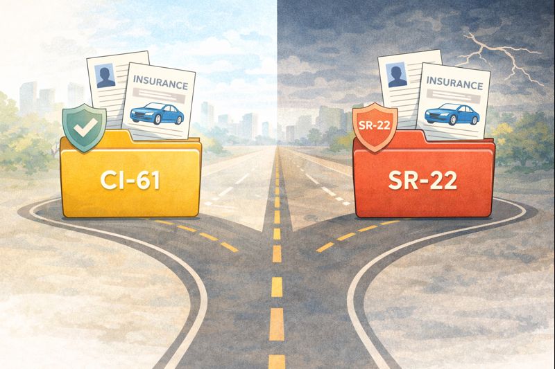 Side-by-side comparison concept showing two insurance compliance paths